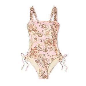 Women's Romantic Floral Print Flutter Sleeve Medium Coverage One Piece S…